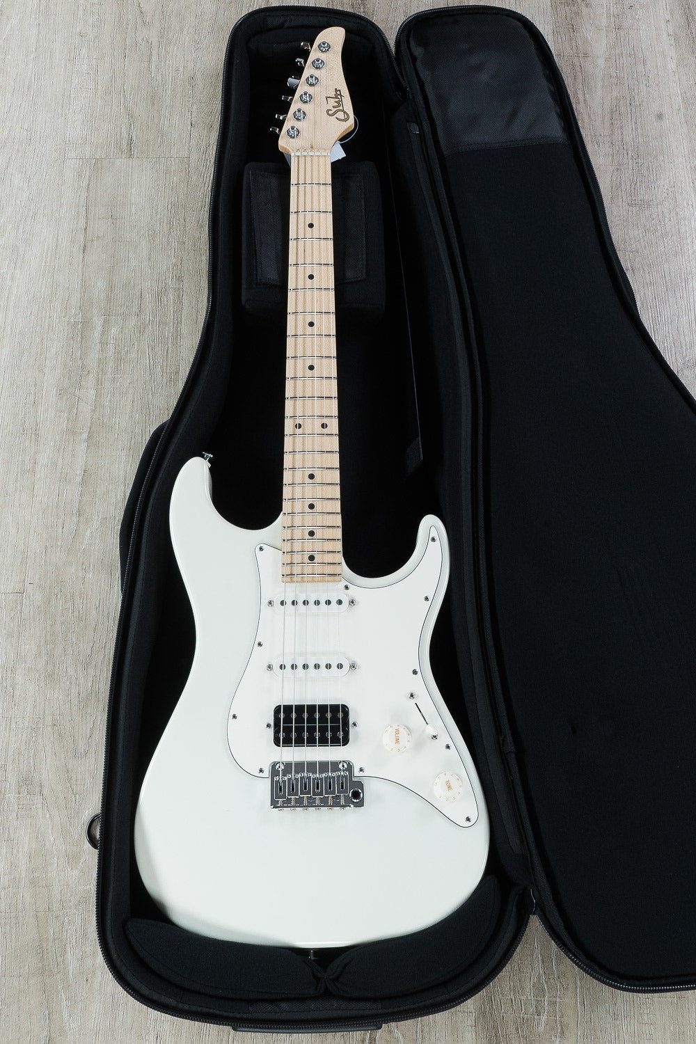 Suhr Standard HSS Electric Guitar, Maple Fingerboard, SSCII, Deluxe Padded Gig Bag - Olympic White