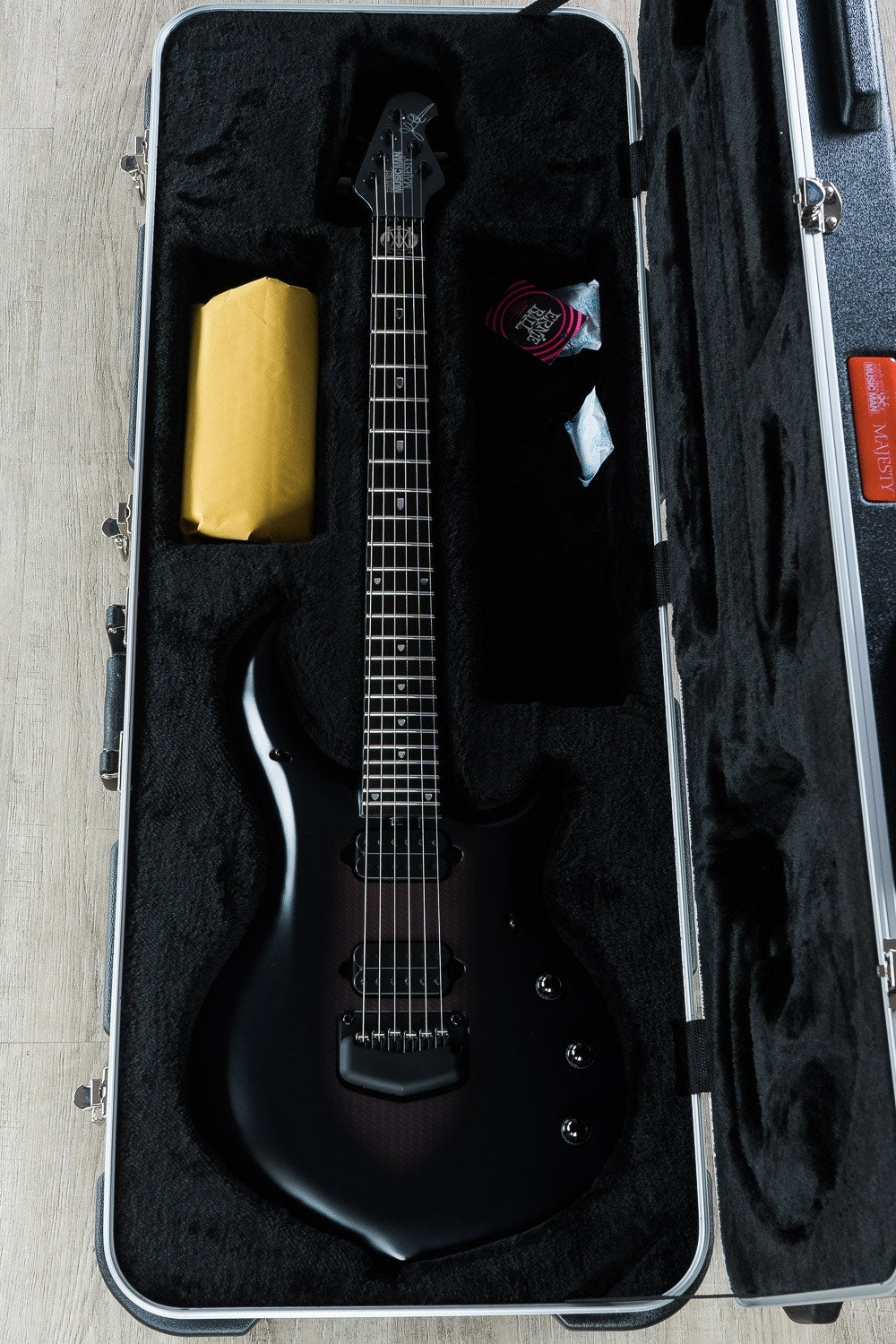 Ernie Ball Music Man John Petrucci Majesty 6-String Electric Guitar, Ebony Fingerboard, Hard Case - Polar Noir