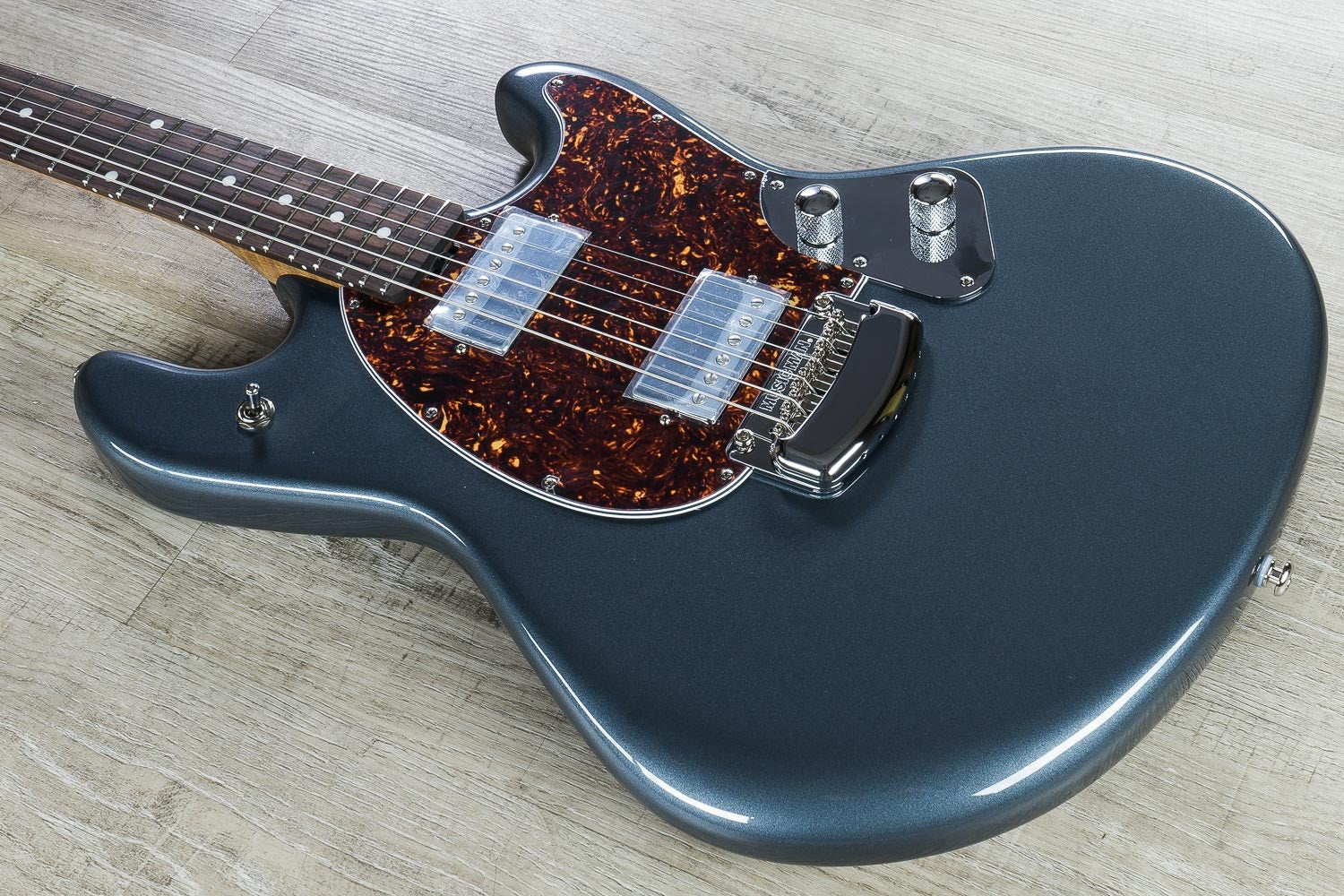 Ernie Ball Music Man StingRay HH Electric Guitar, Figured Roasted Maple Neck, Hard Case - Charcoal Frost