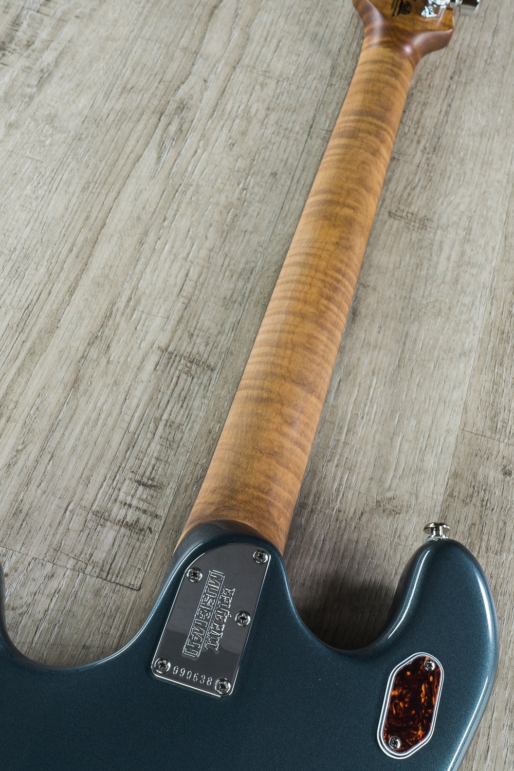 Ernie Ball Music Man StingRay HH Electric Guitar, Figured Roasted Maple Neck, Hard Case - Charcoal Frost