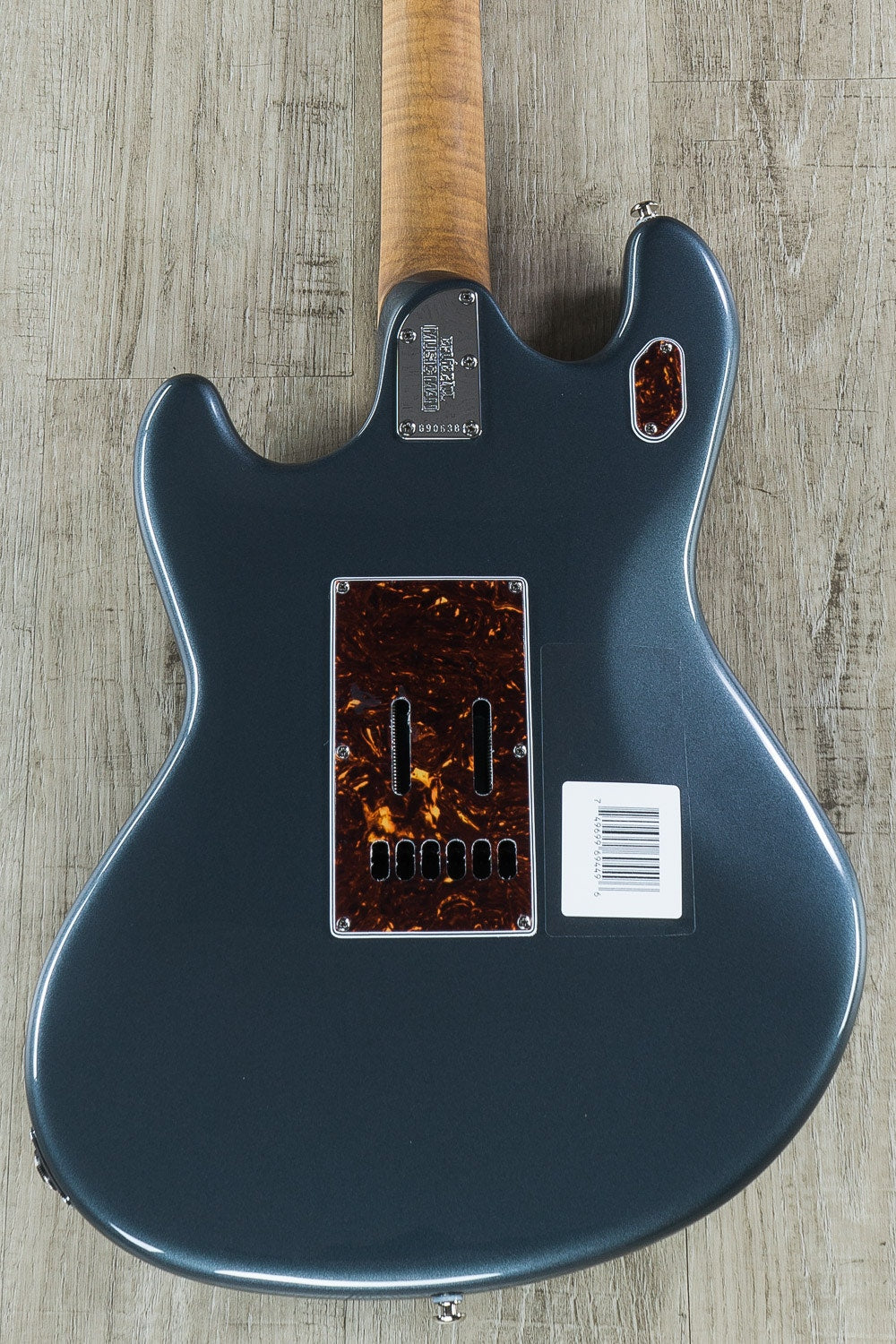 Ernie Ball Music Man StingRay HH Electric Guitar, Figured Roasted Maple Neck, Hard Case - Charcoal Frost