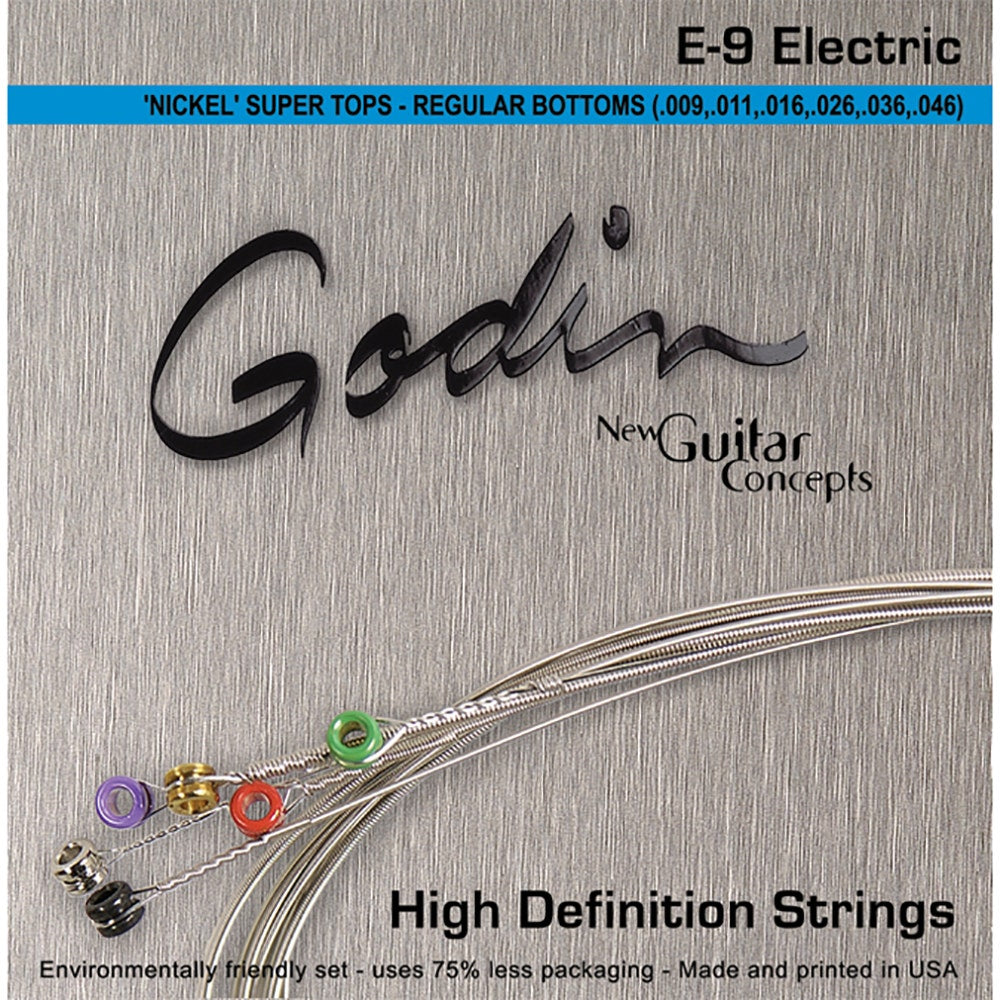 Godin E9 Nickel Super Tops Regular Bottoms Electric Guitar Strings (9-46)