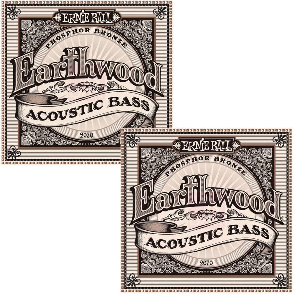 2-Pack Ernie Ball 2070 Earthwood Phosphor Bronze Acoustic Bass Strings (45-95)