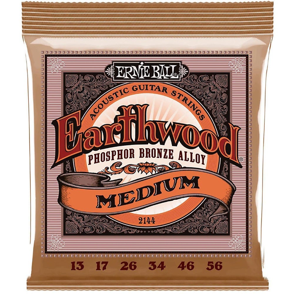 Ernie Ball 2144 Earthwood Phosphor Bronze Alloy Medium Acoustic Guitar Strings (13-56)