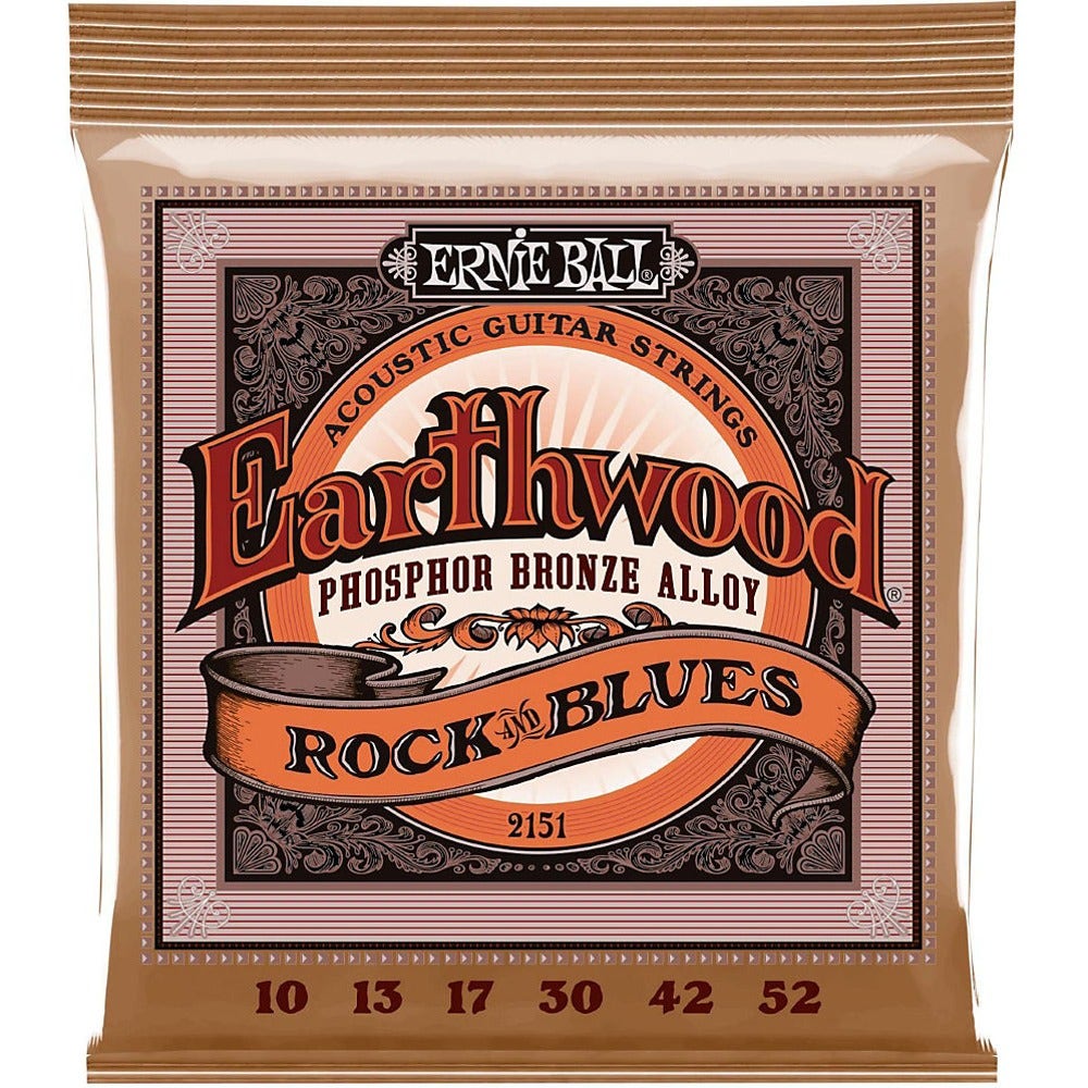 Ernie Ball 2151 Earthwood Phosphor Bronze Alloy Rock and Blues Acoustic Guitar Strings (10-52)