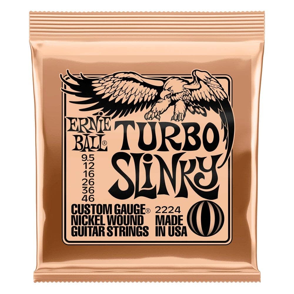 Ernie Ball 2224 Turbo Slinky Nickel Wound Electric Guitar String, 9.5-46