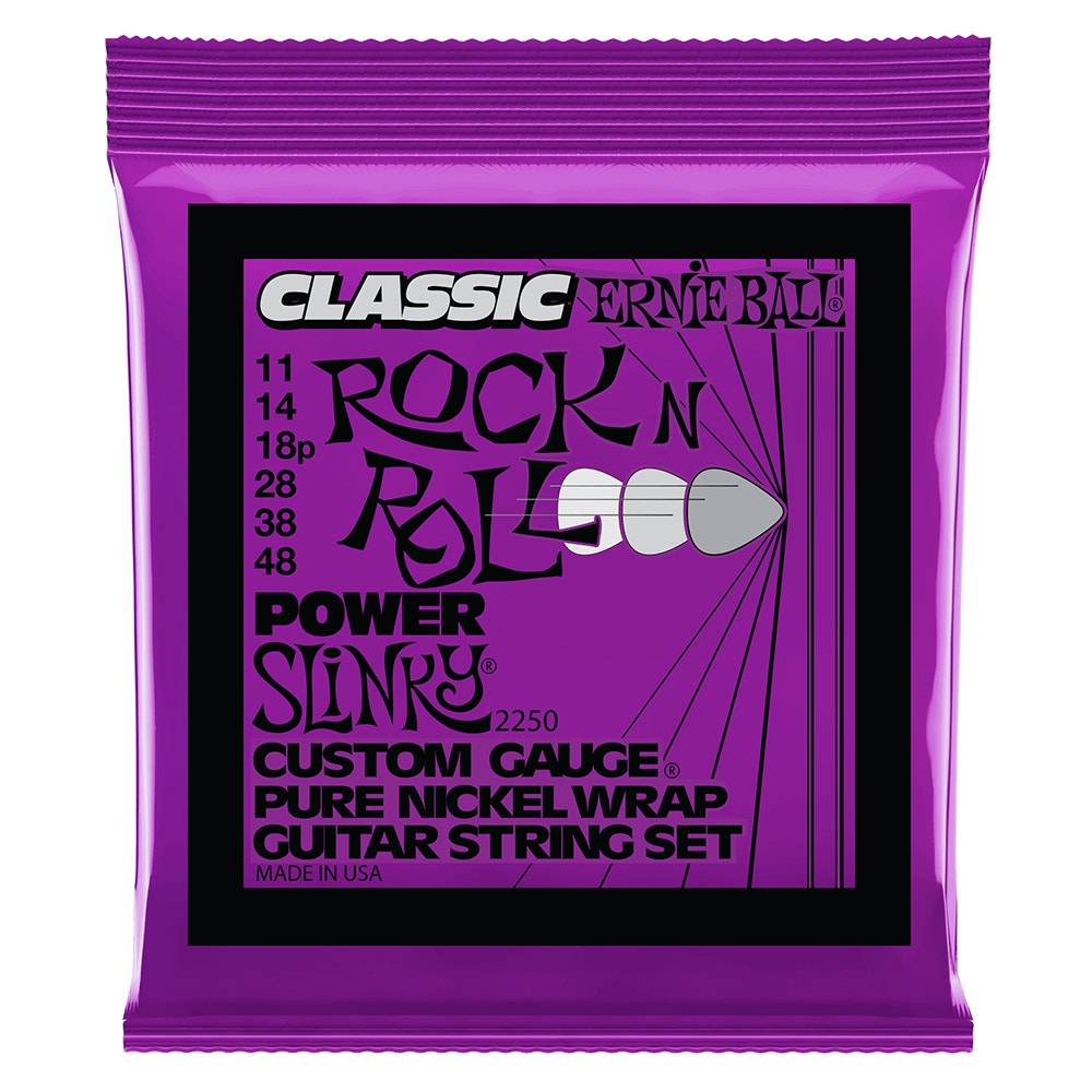 Ernie Ball 2250 Classic Rock n' Roll Power Slinky Pure Nickel Guitar Strings, 11-48