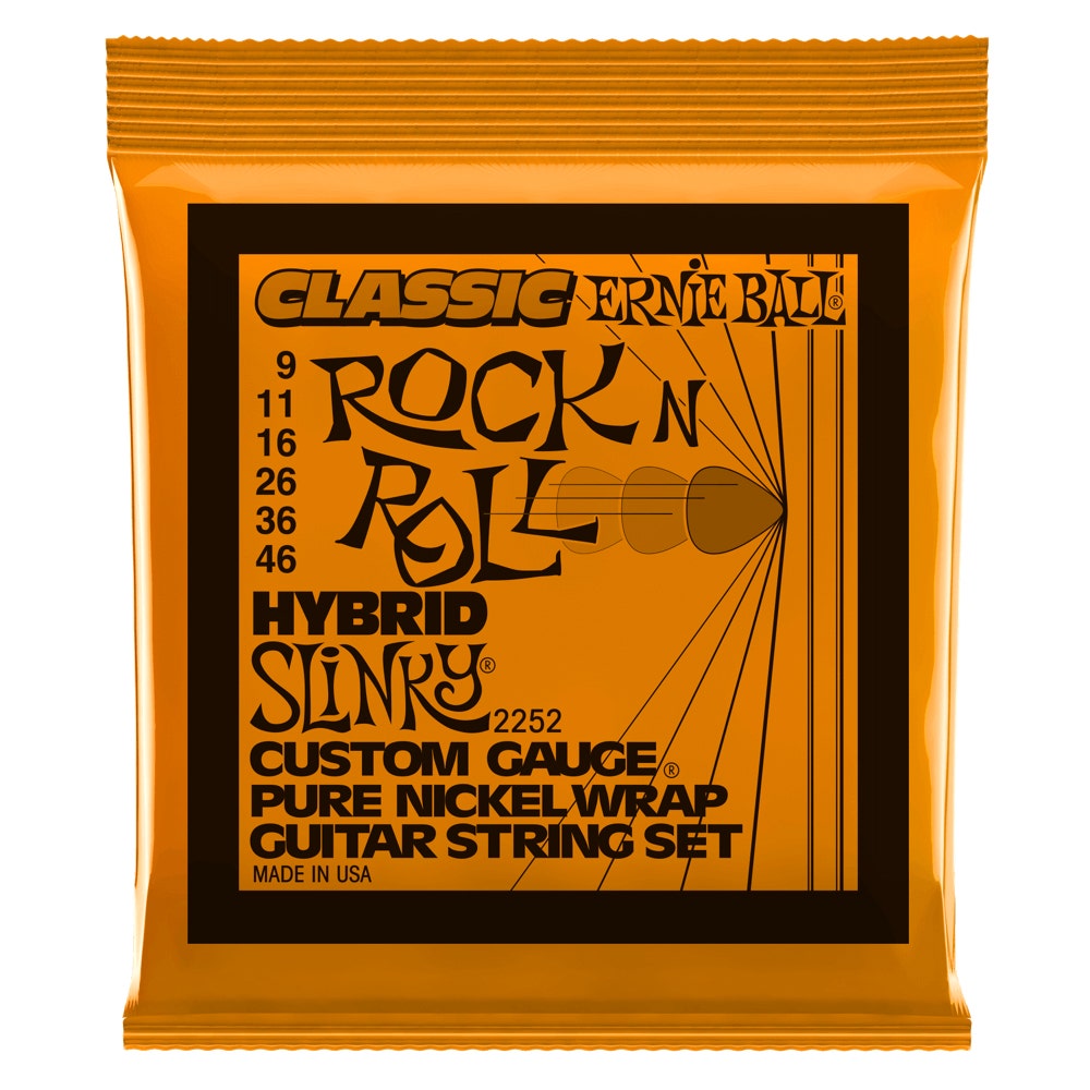 Ernie Ball 2252 Hybrid Slinky Classic Rock N Roll Electric Guitar Strings, 9-46