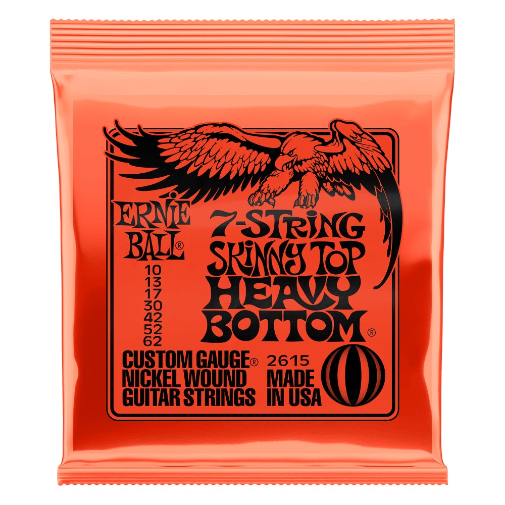 Ernie Ball 2615 Skinny Top Heavy Bottom Slinky 7-String Guitar Strings, 10-62