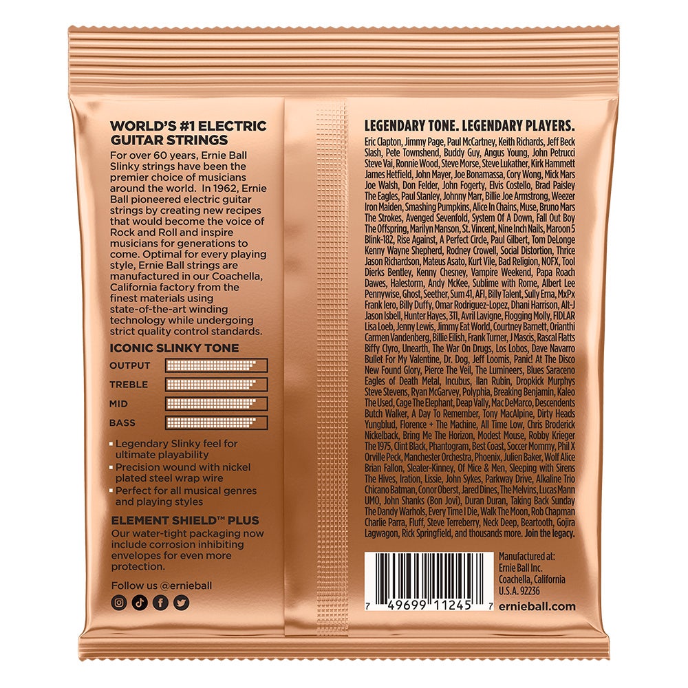 Ernie Ball 3224 Turbo Slinky Nickel Wound Electric Guitar Strings 3-Pack, 9.5-46