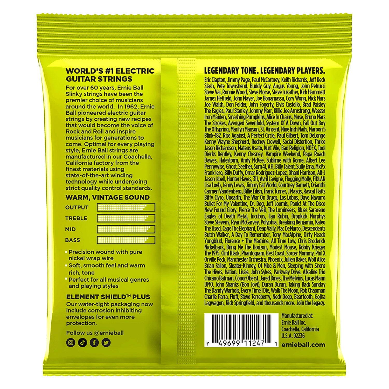 Ernie Ball 3251 Regular Slinky Classic RnR Pure Nickel Electric Guitar Strings 3-Pack, 10-46
