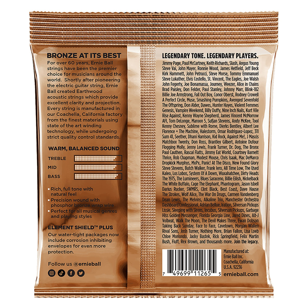 Ernie Ball 3546 Earthwood Medium Light Phosphor Bronze Acoustic Guitar Strings 3-Pack, 12-54