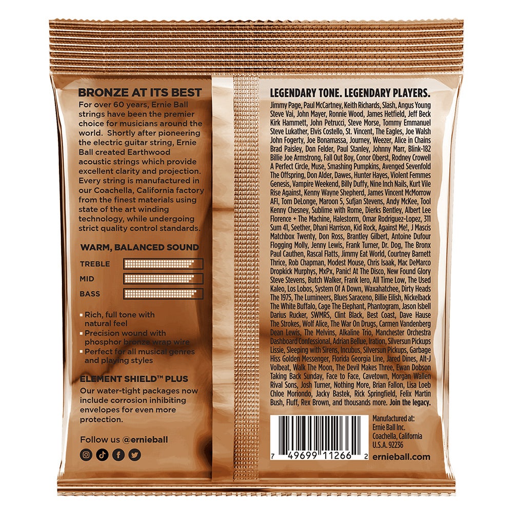 Ernie Ball 3548 Earthwood Light Phosphor Bronze Acoustic Guitar Strings 3-Pack, 11-52