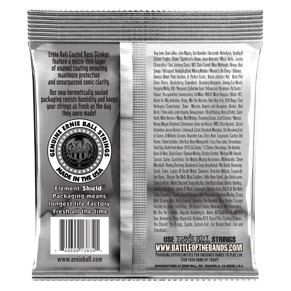 Ernie Ball 3834 Super Slinky Coated Electric Bass Strings, 45-100
