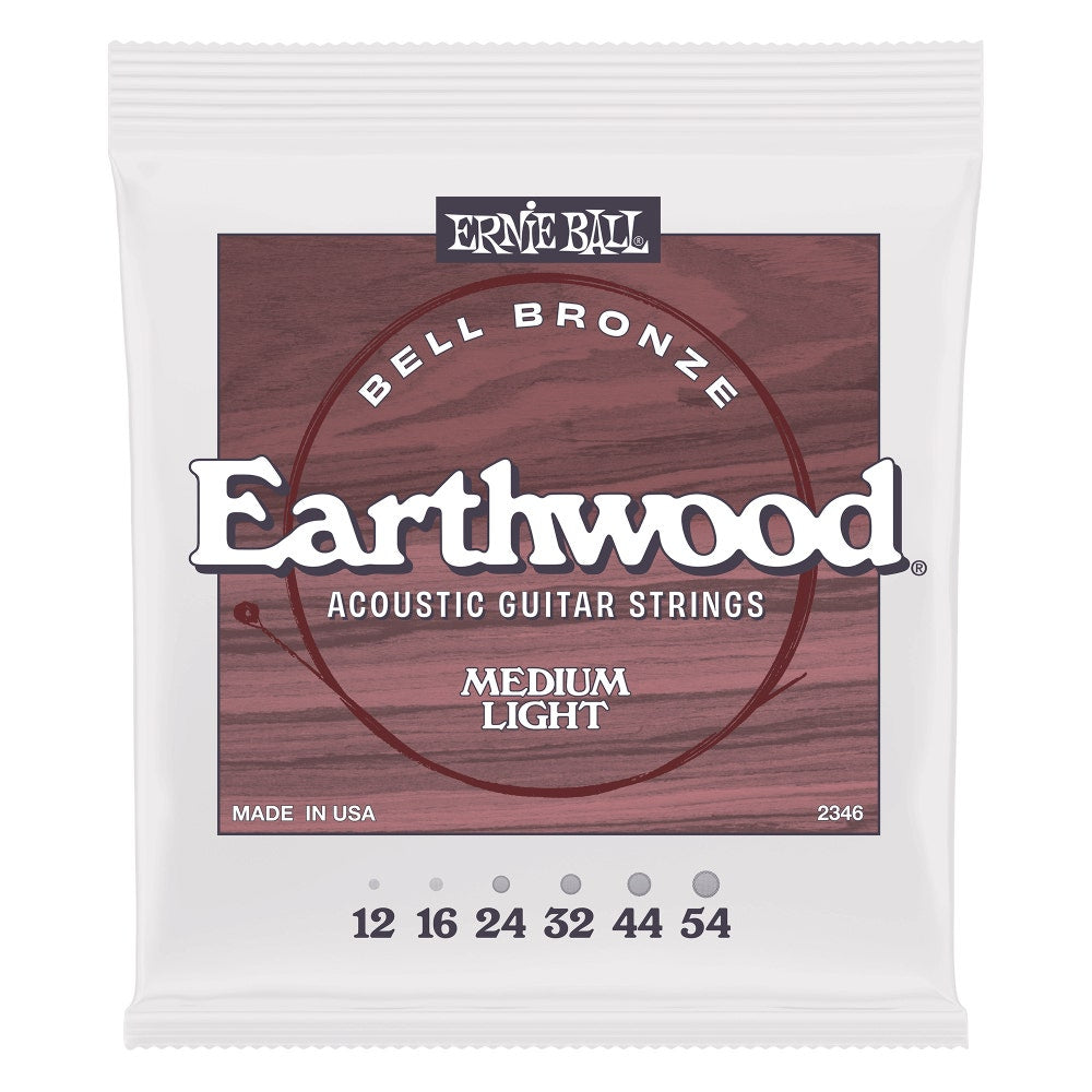 Ernie Ball Earthwood Bell Bronze Acoustic Guitar Strings, Medium Light 12-54