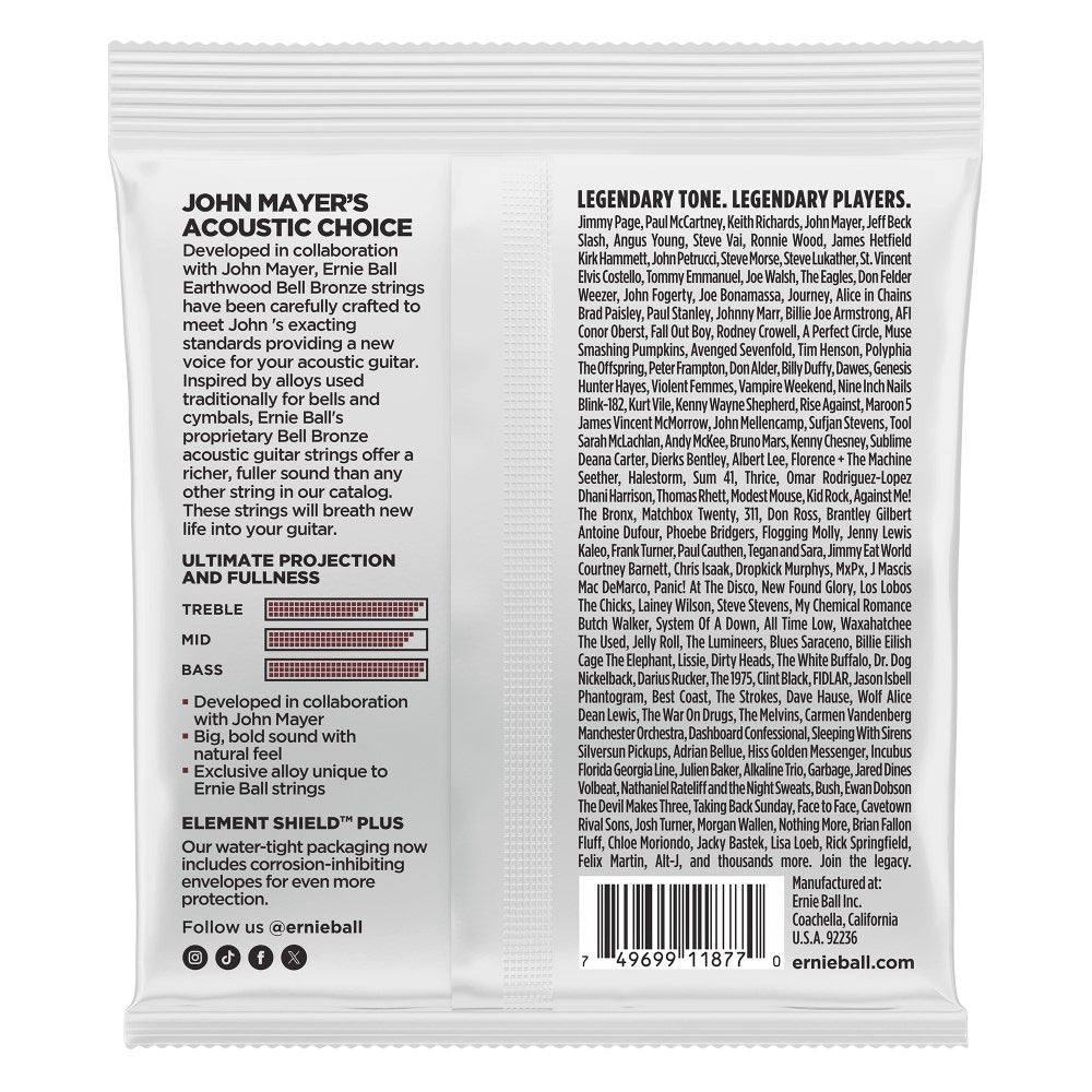 Ernie Ball Earthwood Bell Bronze Acoustic Guitar Strings, Medium Light 12-54