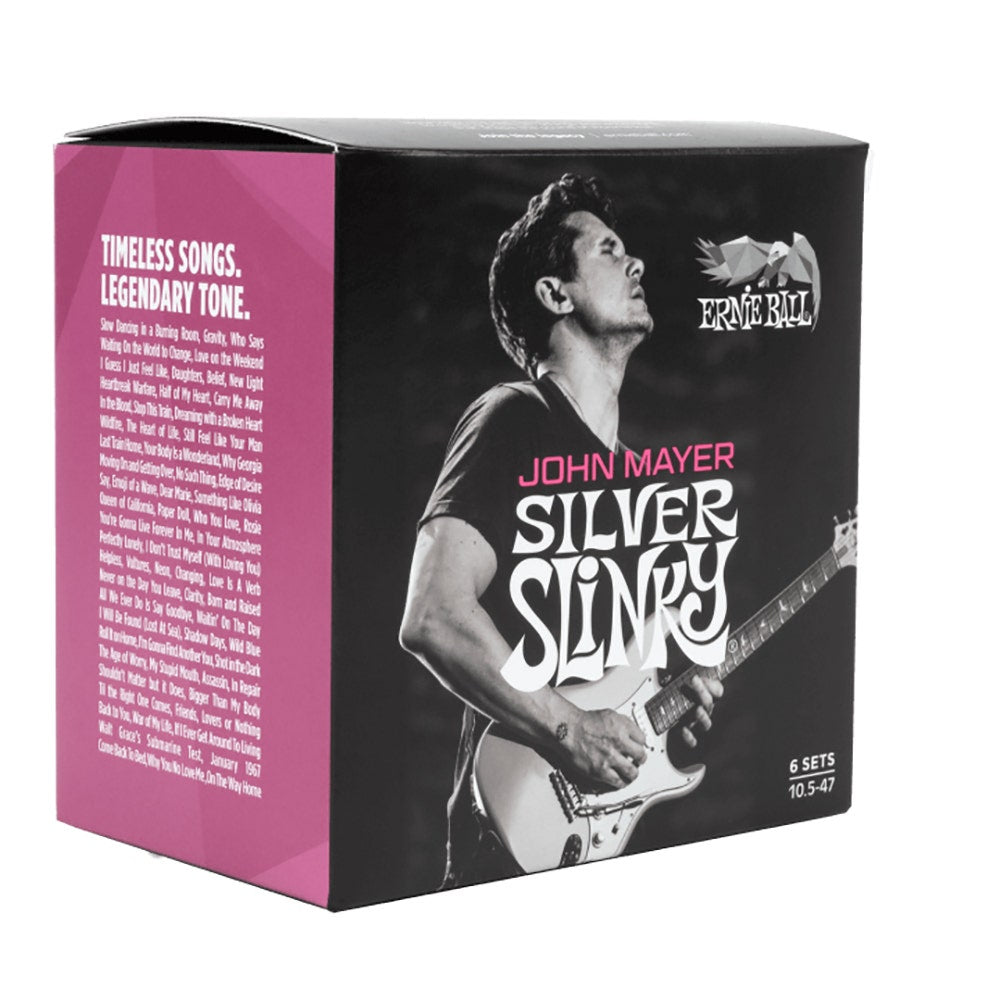 Ernie Ball John Mayer Silver Slinky Signature Electric Guitar Strings 10.5-47, 6-Pack