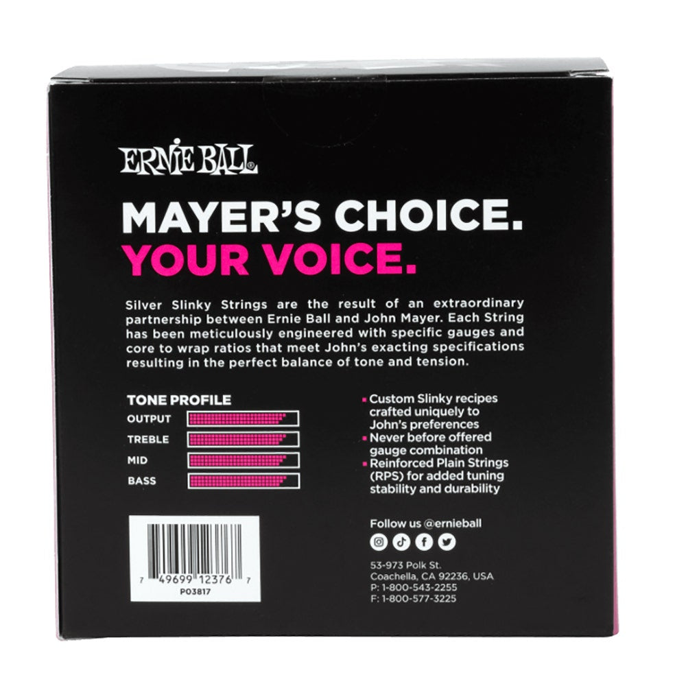 Ernie Ball John Mayer Silver Slinky Signature Electric Guitar Strings 10.5-47, 6-Pack