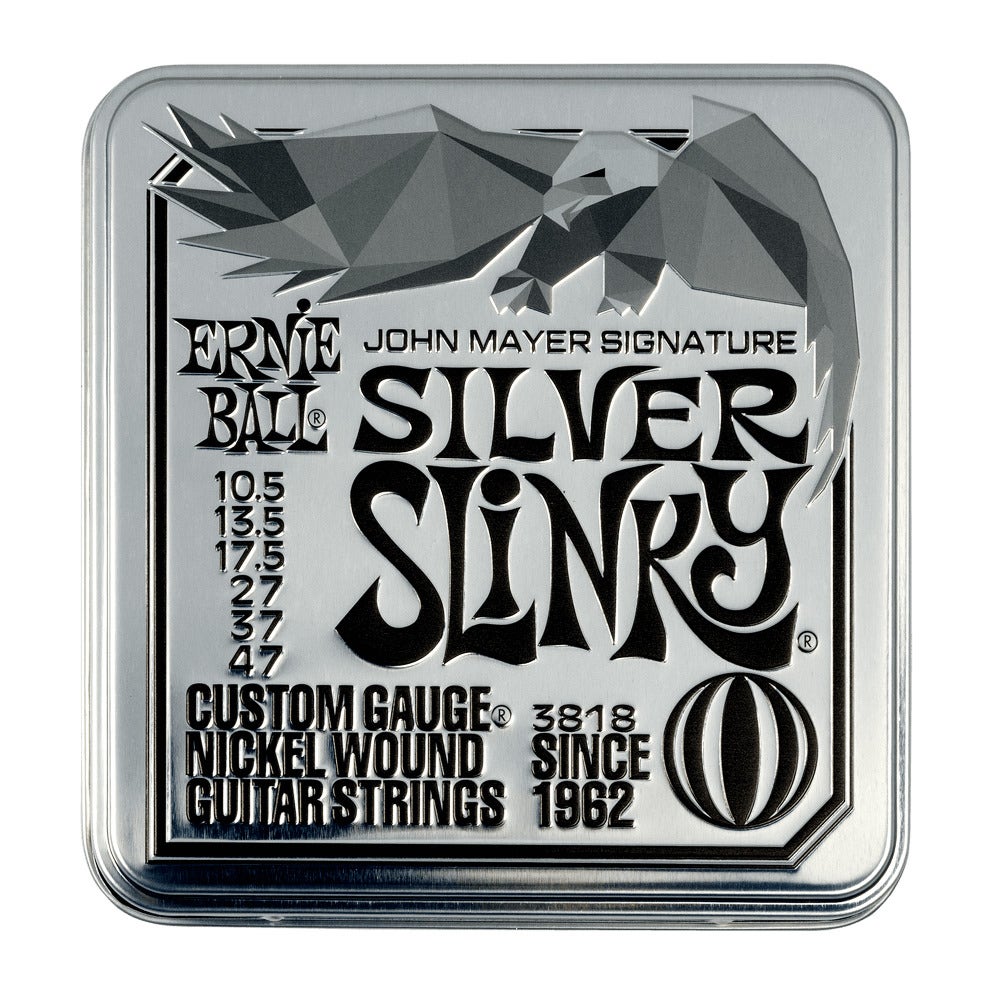 Ernie Ball John Mayer Silver Slinky Signature Electric Guitar Strings 10.5-47, 3-Pack Tin