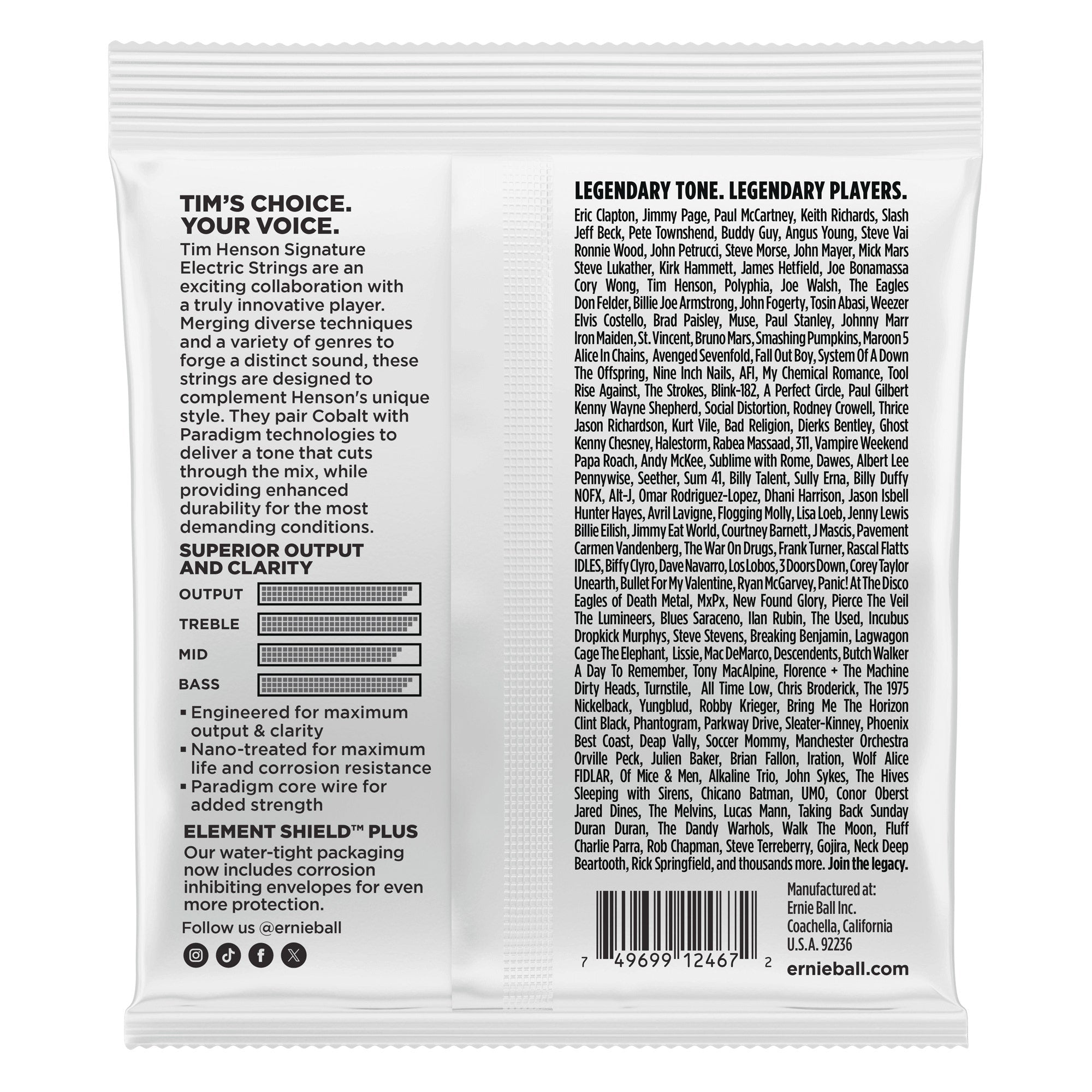 Ernie Ball Tim Henson Signature Electric Guitar Strings, Custom Gauge 9.5-46
