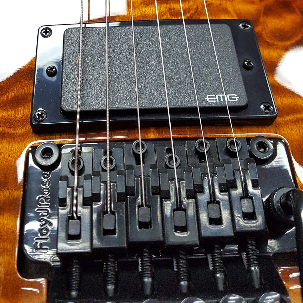 ESP LTD EC-1000QMFR Eclipse Deluxe Floyd Rose Electric Guitar with EMG Pickups - Dark Brown Sunburst