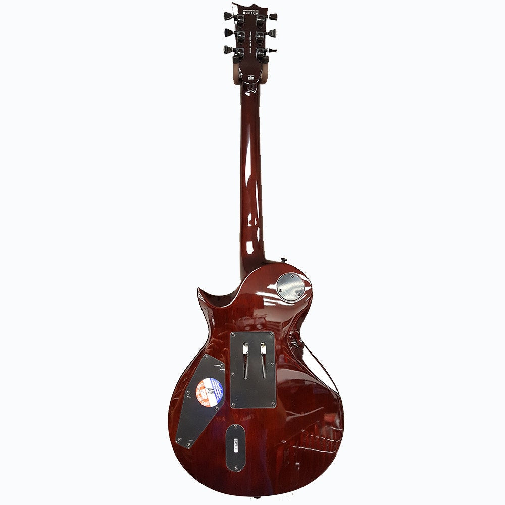 ESP LTD EC-1000QMFR Eclipse Deluxe Floyd Rose Electric Guitar with EMG Pickups - Dark Brown Sunburst