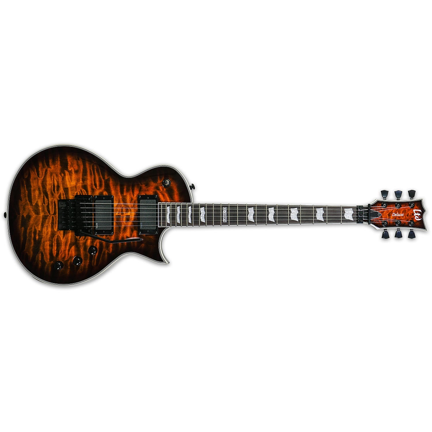 ESP LTD EC-1000QMFR Eclipse Deluxe Floyd Rose Electric Guitar with EMG Pickups - Dark Brown Sunburst