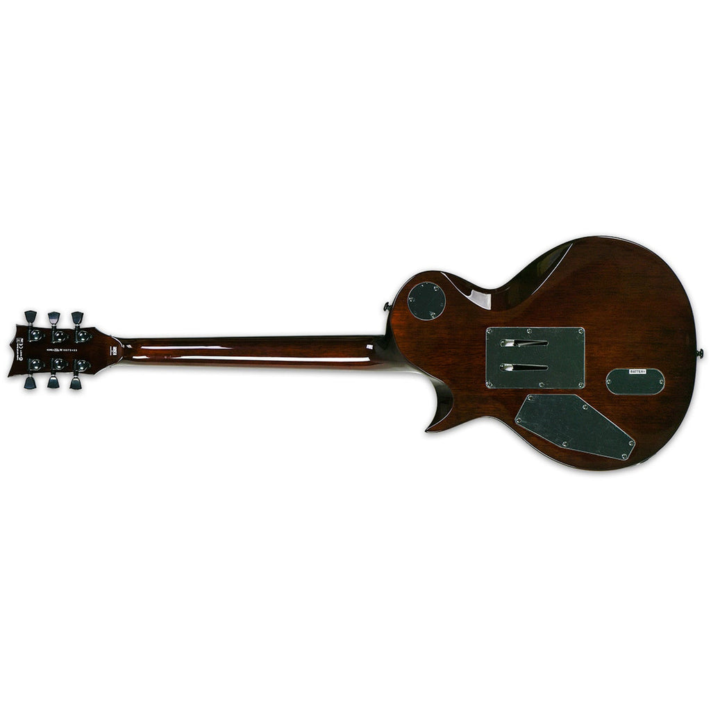 ESP LTD EC-1000QMFR Eclipse Deluxe Floyd Rose Electric Guitar with EMG Pickups - Dark Brown Sunburst