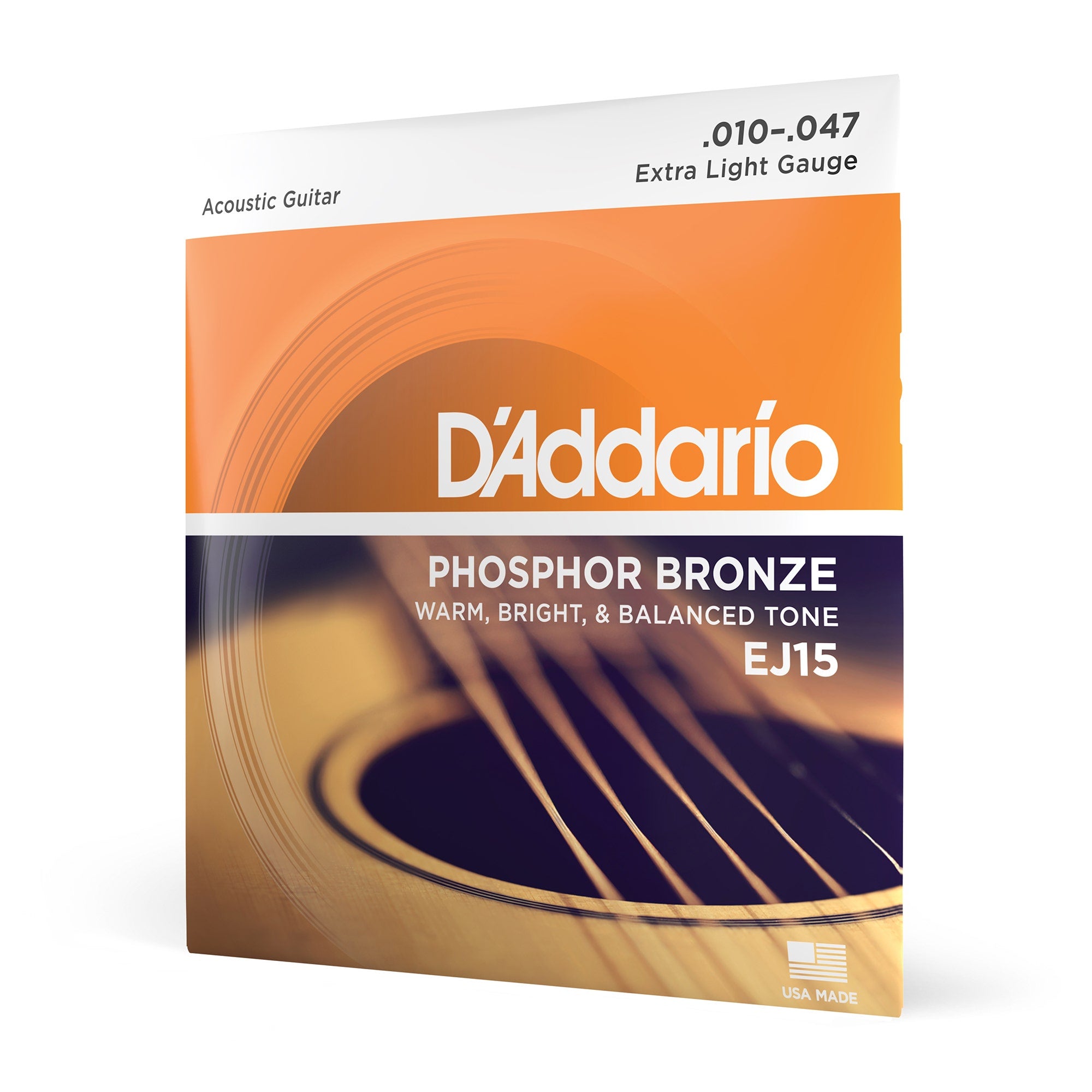D'Addario EJ15 Phosphor Bronze Acoustic Guitar Strings, Extra Light (10-47)