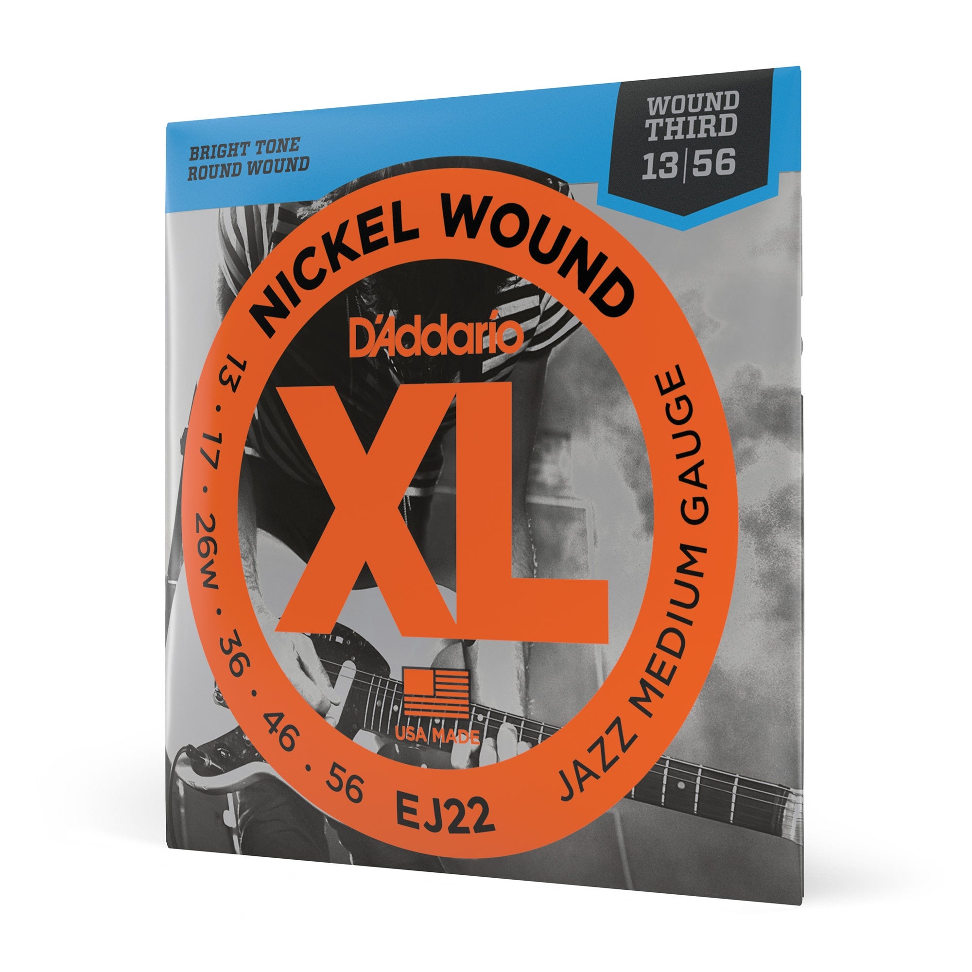 D'Addario EJ22 Nickel Wound Electric Guitar Strings, Jazz Medium, 13-56
