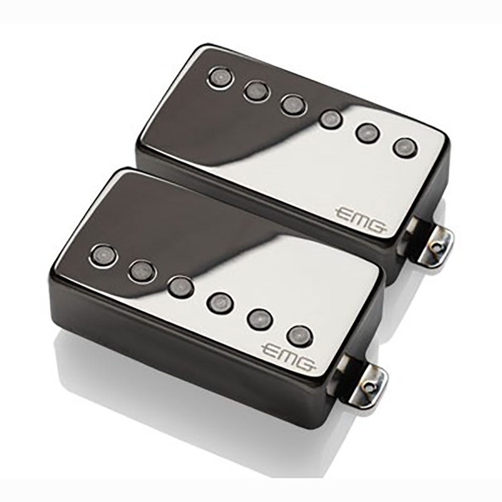 EMG 57/66 Bridge Neck Humbucker Guitar Pickup Set with Long Shaft for Gibson Les Paul - Black Chrome