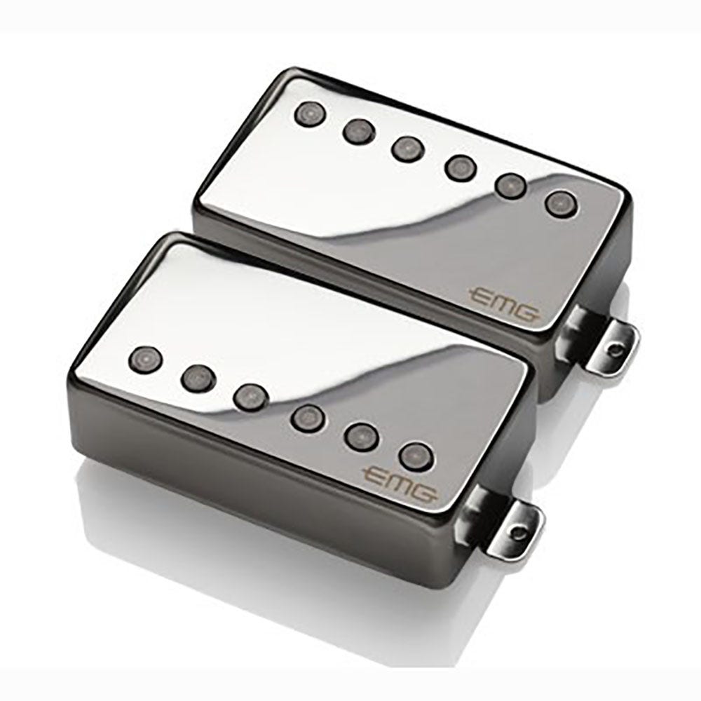 EMG 57/66 Bridge Neck Humbucker Guitar Pickup Set with Long Shaft for Gibson Les Paul - Chrome