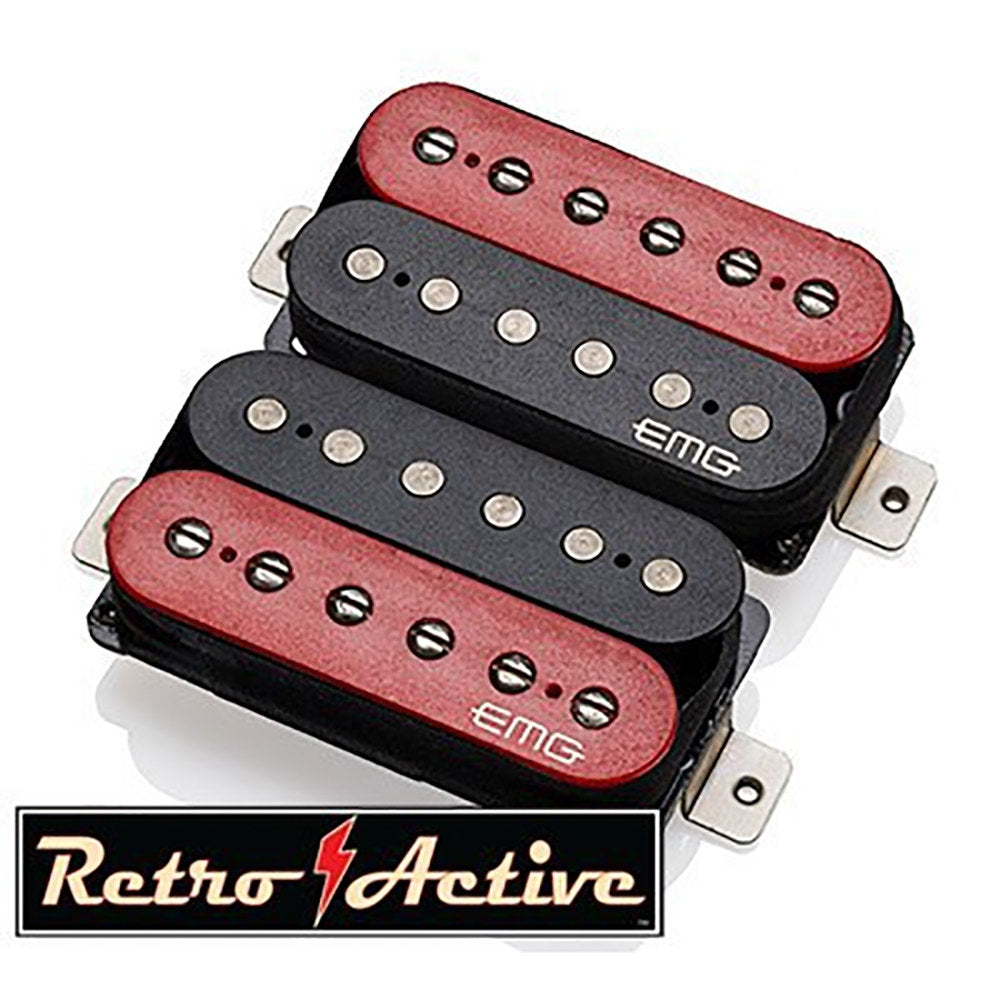 EMG Retro Active Hot 70-F Pickup Set, Floyd Rose Tremolo Spacing, Red/Black