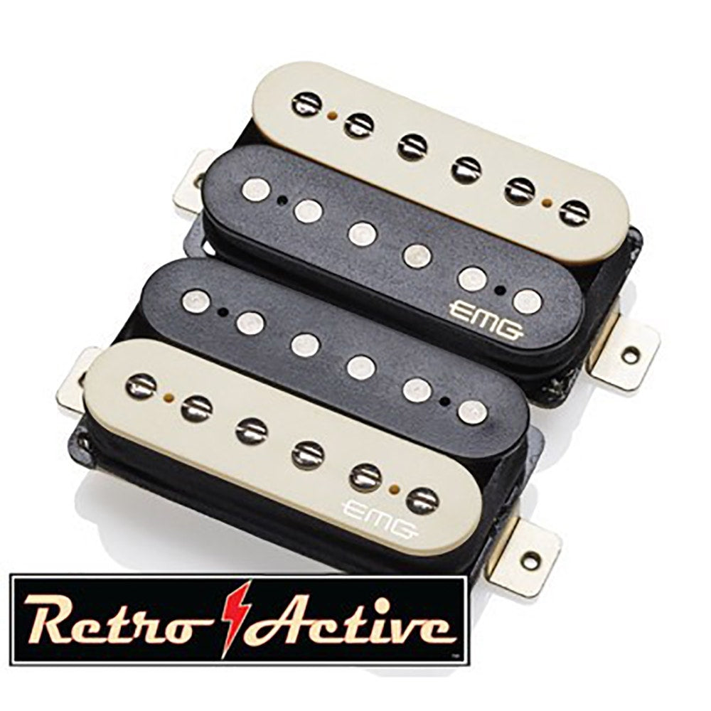 EMG Retro Active Hot 70-F Pickup Set, Floyd Rose Tremolo Spacing, Zebra
