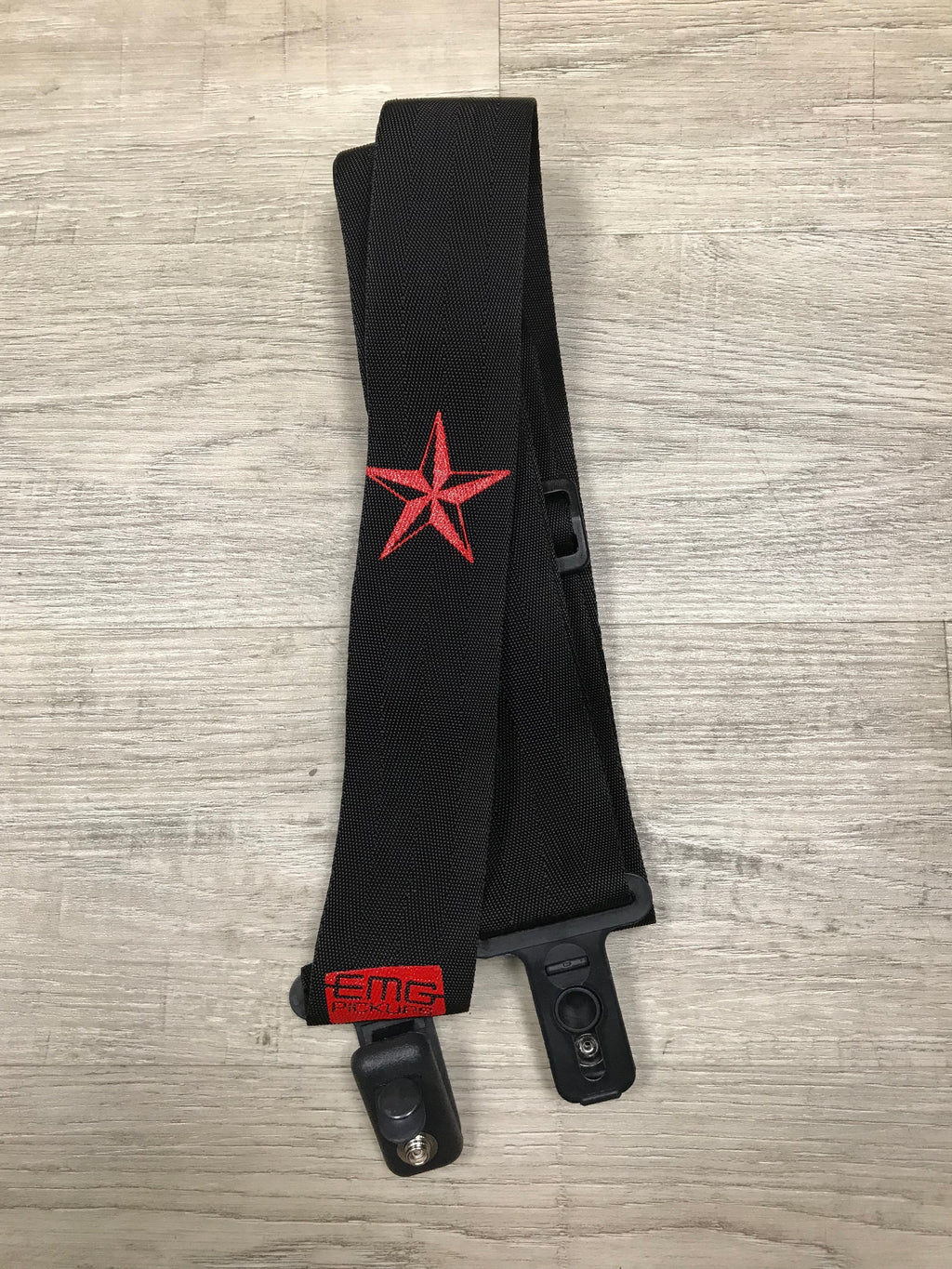 EMG Red Nautical Star Guitar Strap, 72" Length, 2" Width Poly-Seatbelt Material