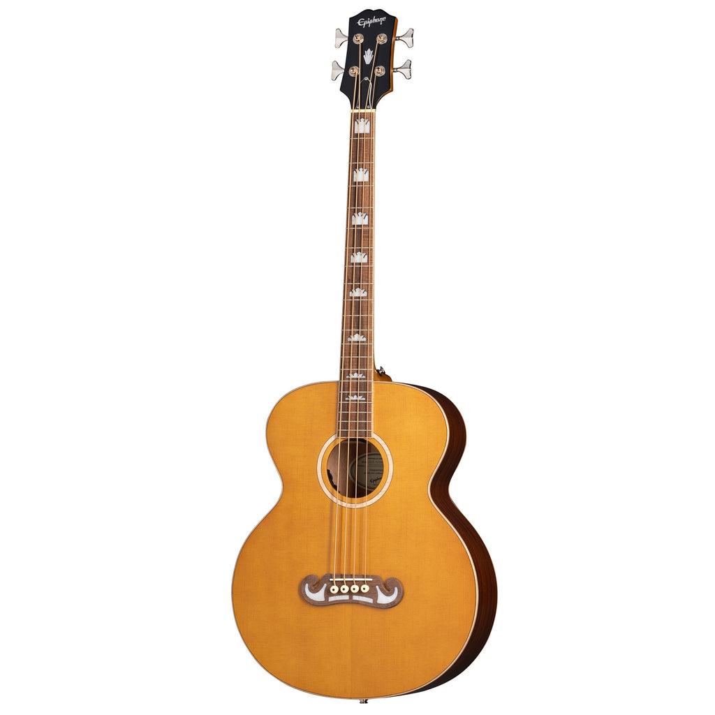 Epiphone El Capitan J-200 Studio Acoustic-Electric Bass Guitar, Aged Vintage Natural
