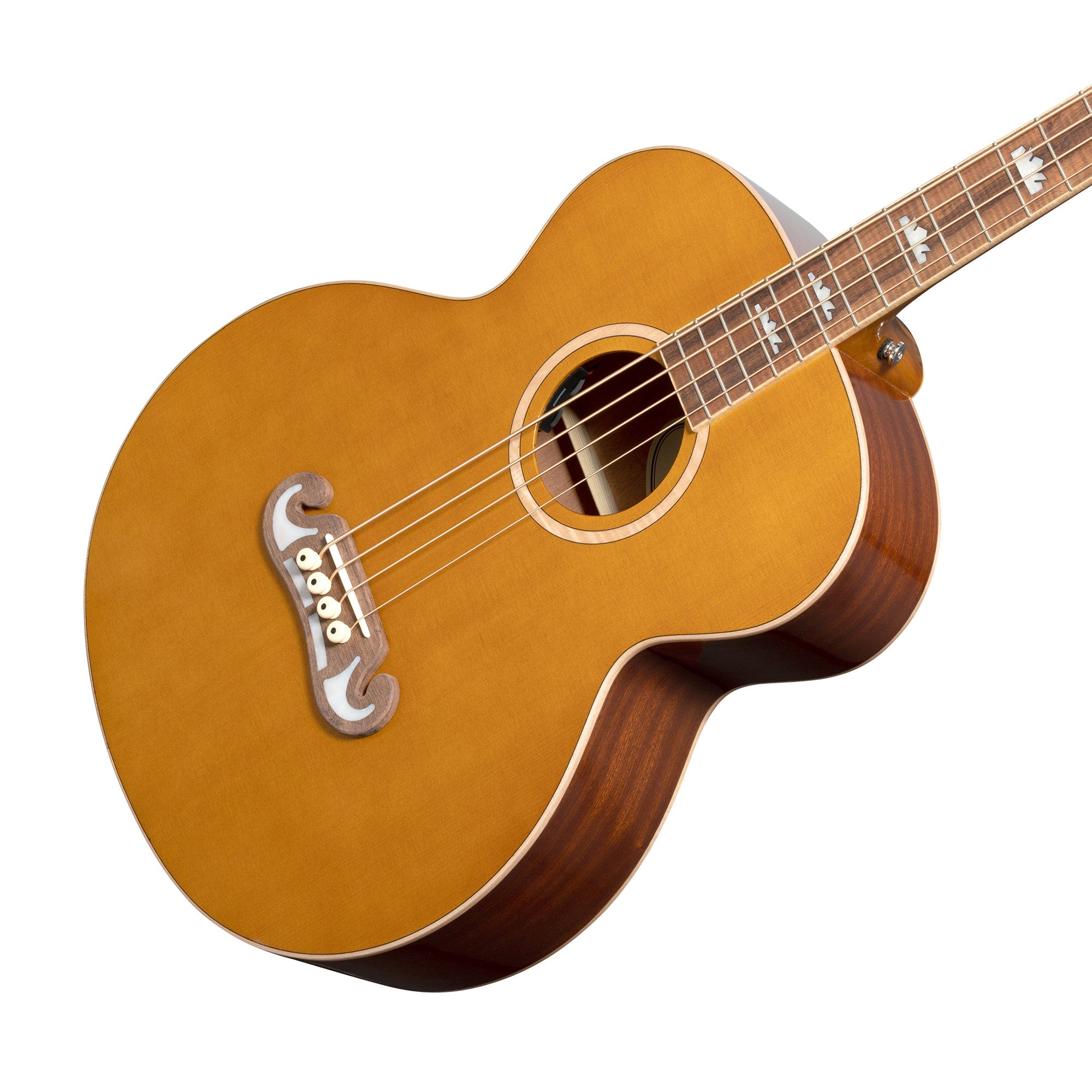 Epiphone El Capitan J-200 Studio Acoustic-Electric Bass Guitar, Aged Vintage Natural