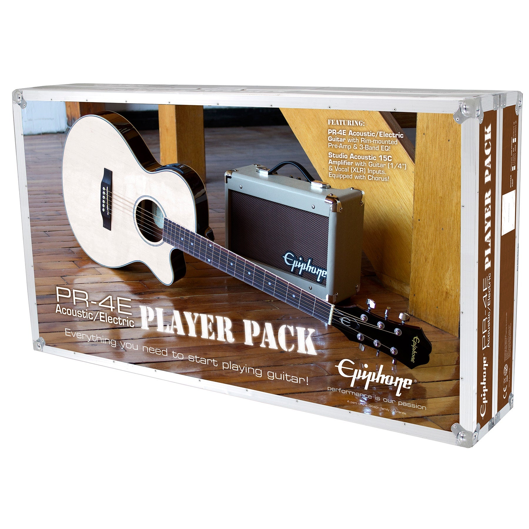 Epiphone EEP4NACH1 PR4-E Acoustic Electric Guitar Package w/ Guitar, Amp, Gig Bag and Accessories
