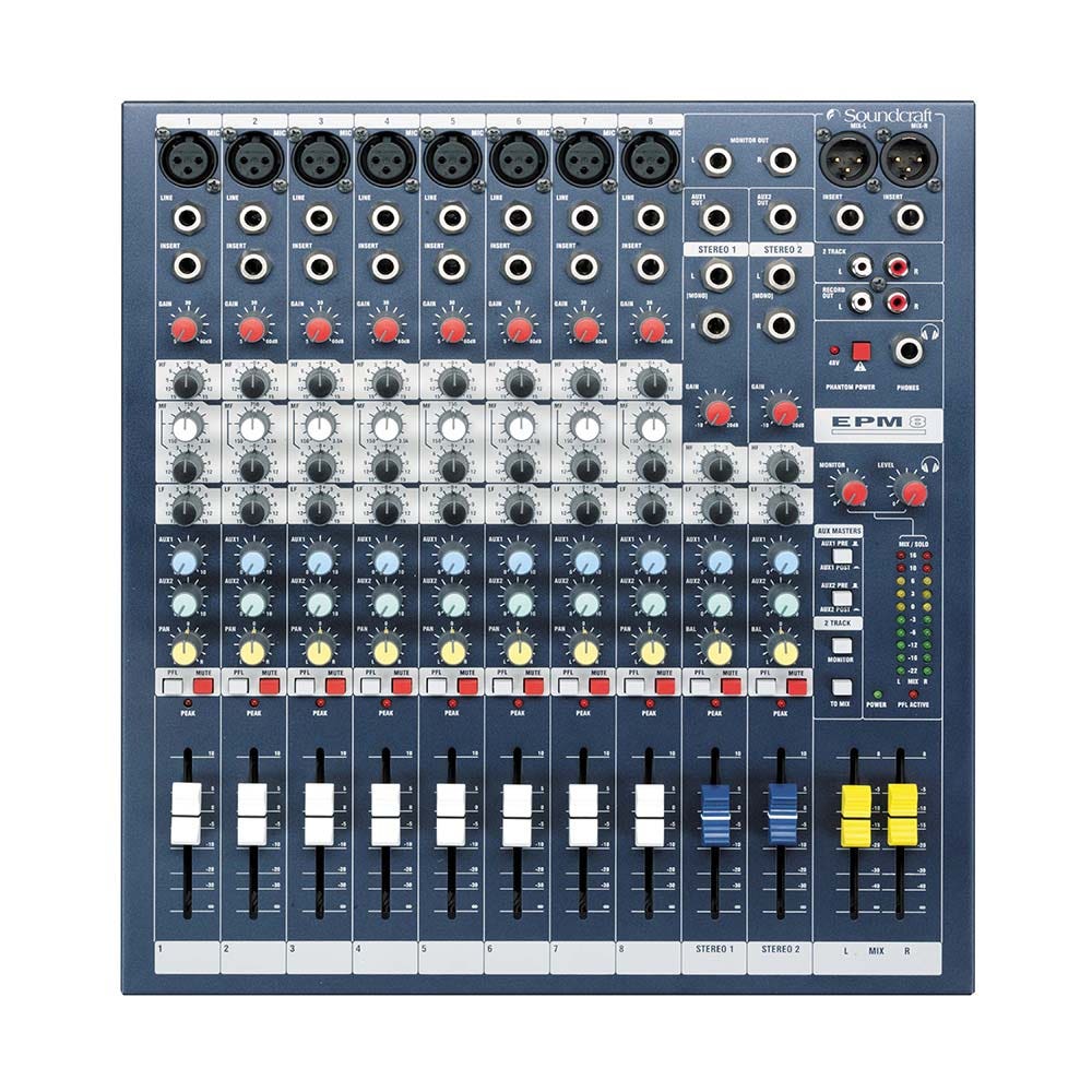 Soundcraft EPM8 8-Channel Mixer (8 Mono, 2 Stereo) with 8 Mic Preamps