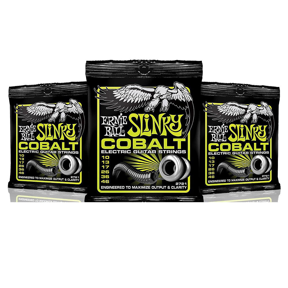 3 Sets of Ernie Ball 2721 Cobalt Regular Slinky Electric Guitar Strings (10-46)