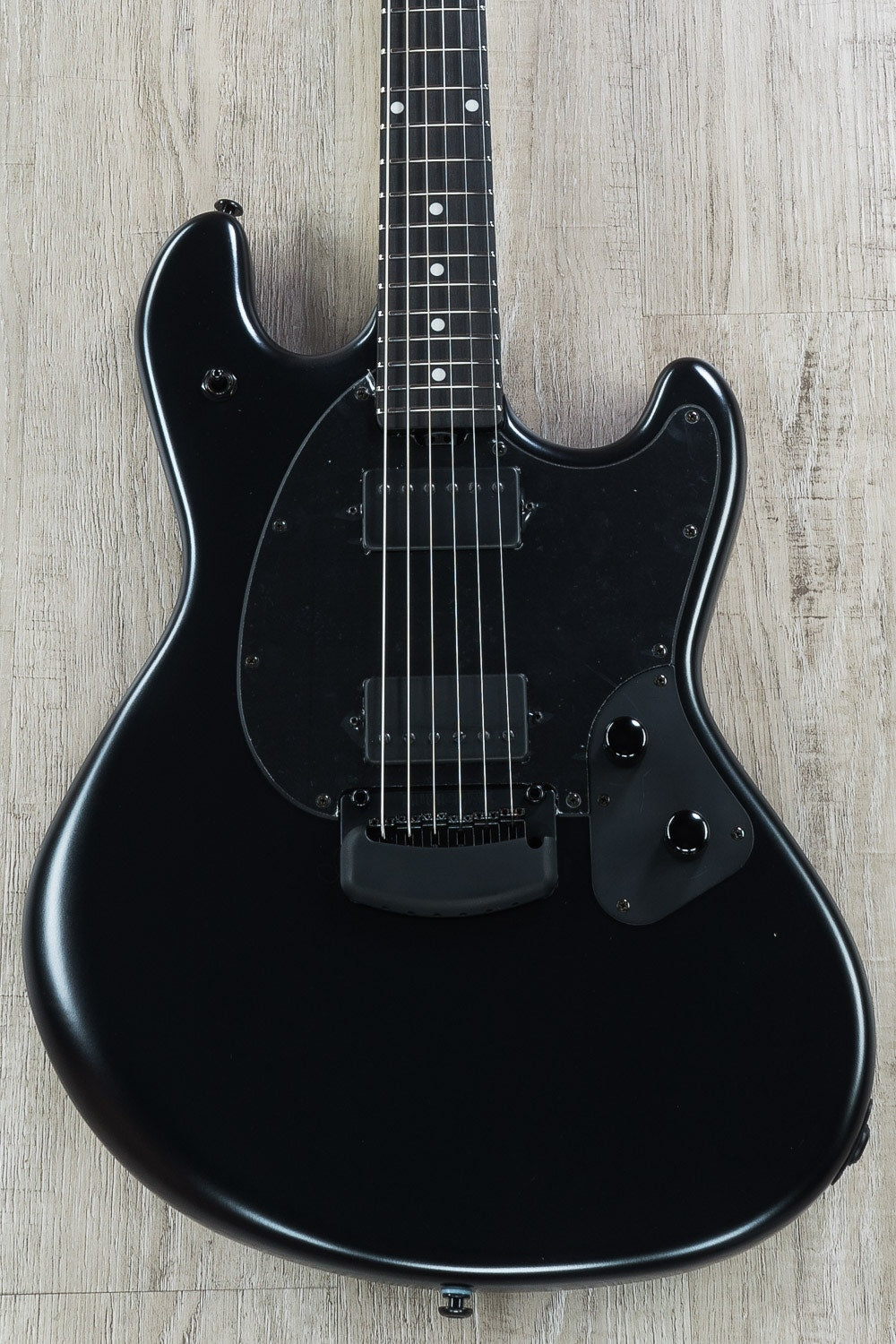 Ernie Ball Music Man StingRay HH Electric Guitar, Ebony Fingerboard, Hard Case - Stealth Black