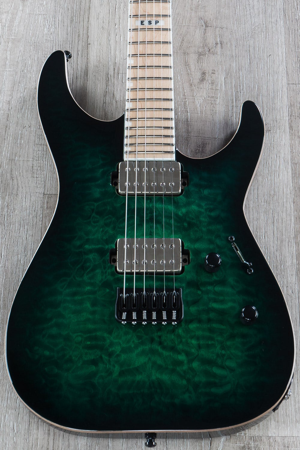 ESP E-II M-II NT Electric Guitar, Maple Fingerboard, Black Turquoise Burst
