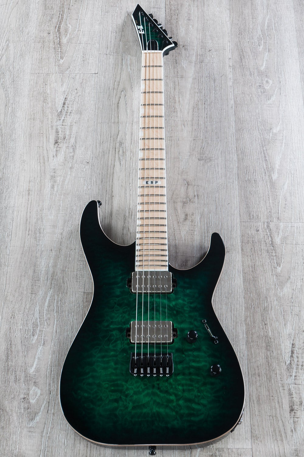 ESP E-II M-II NT Electric Guitar, Maple Fingerboard, Black Turquoise Burst