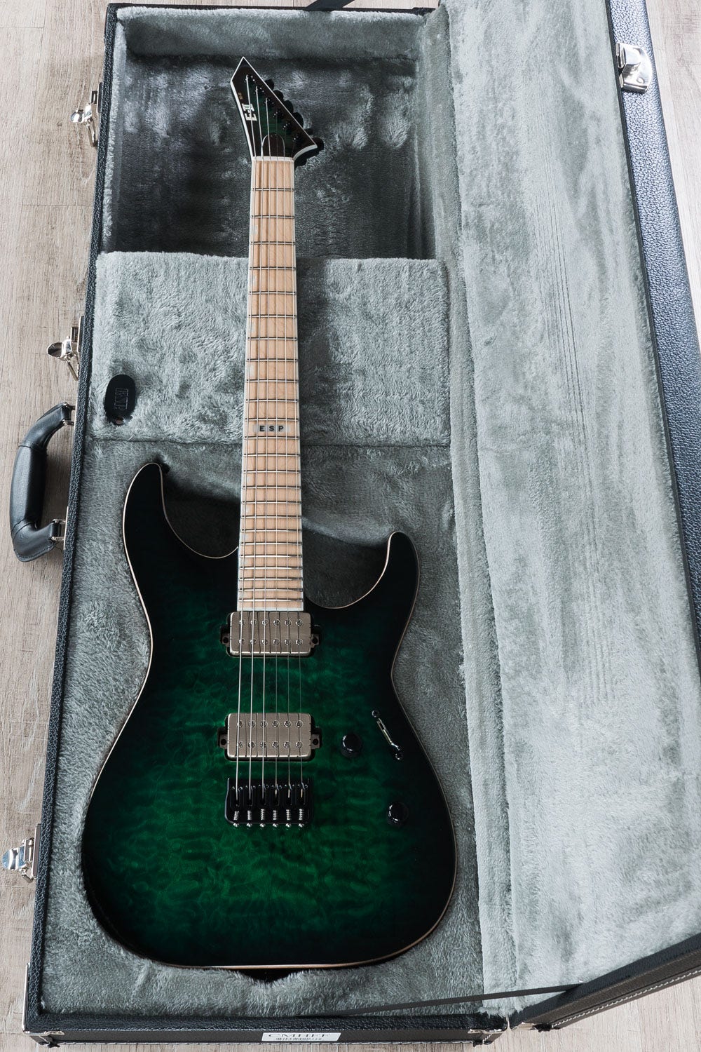 ESP E-II M-II NT Electric Guitar, Maple Fingerboard, Black Turquoise Burst
