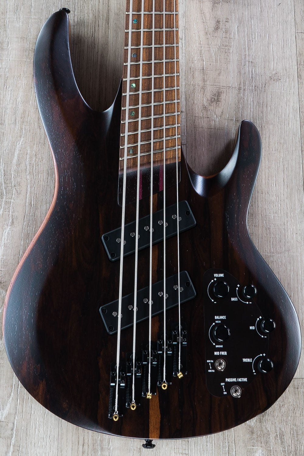 ESP LTD B-1005 5-String Bass Guitar, Pau Ferro Fingerboard, Bocote Top, Natural Satin