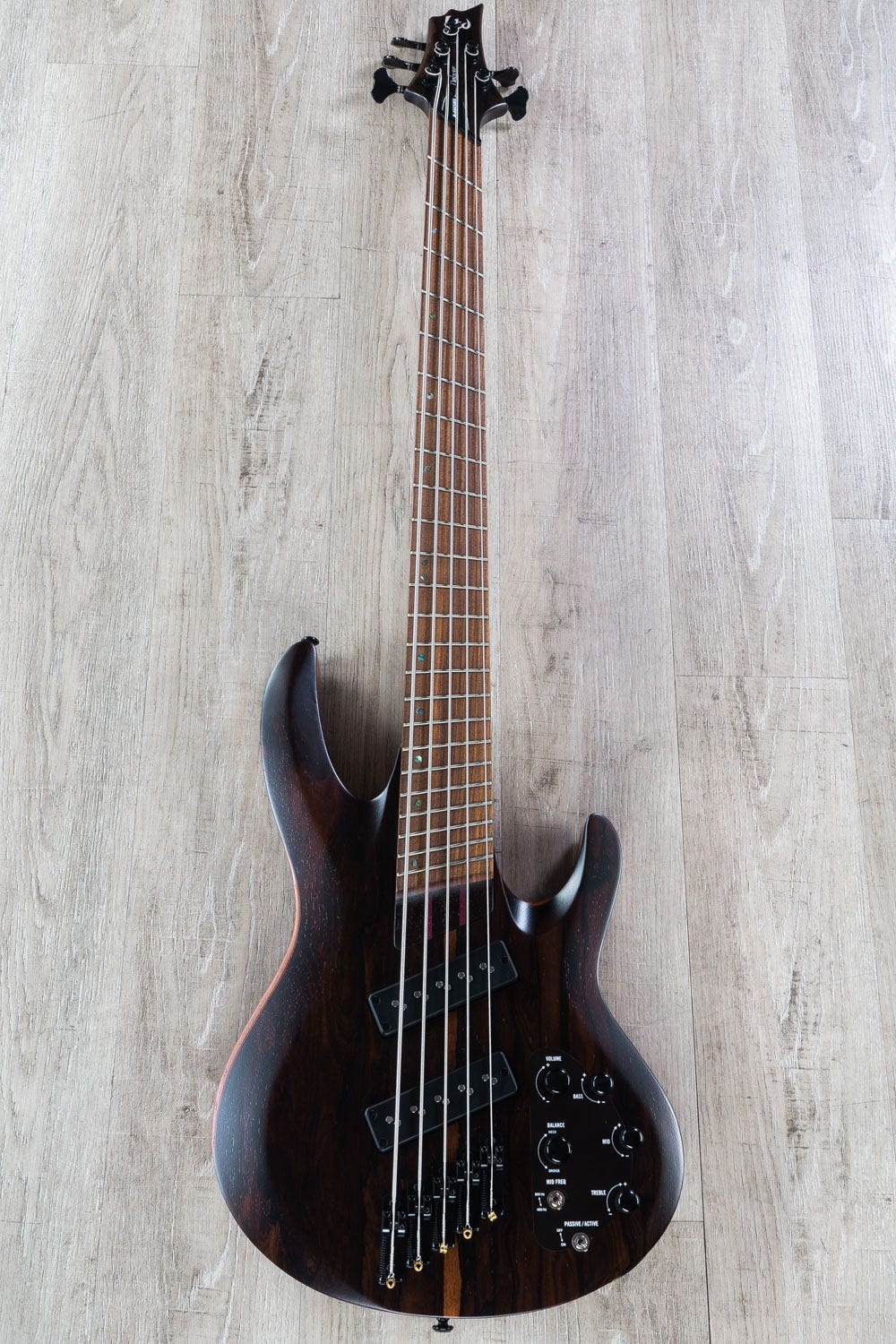 ESP LTD B-1005 5-String Bass Guitar, Pau Ferro Fingerboard, Bocote Top, Natural Satin