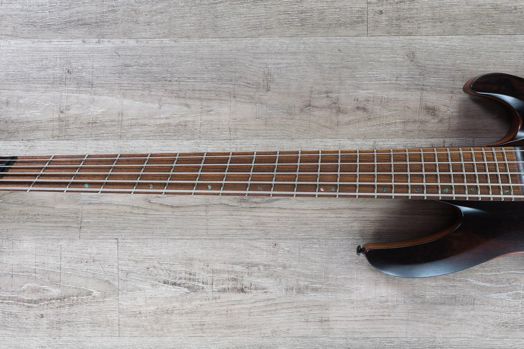 ESP LTD B-1005 5-String Bass Guitar, Pau Ferro Fingerboard, Bocote Top, Natural Satin