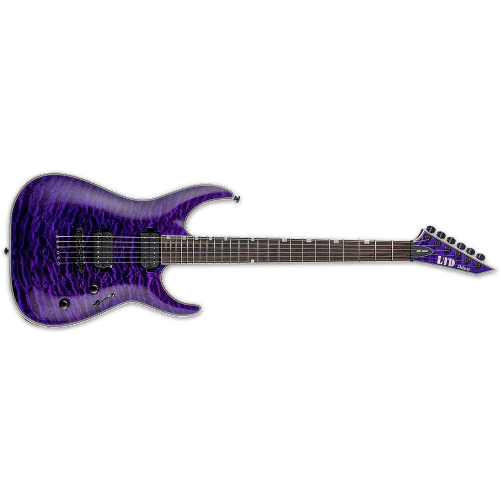 ESP LTD MH-1000NT QM Electric Guitar, Quilted Maple Top - See Thru Purple