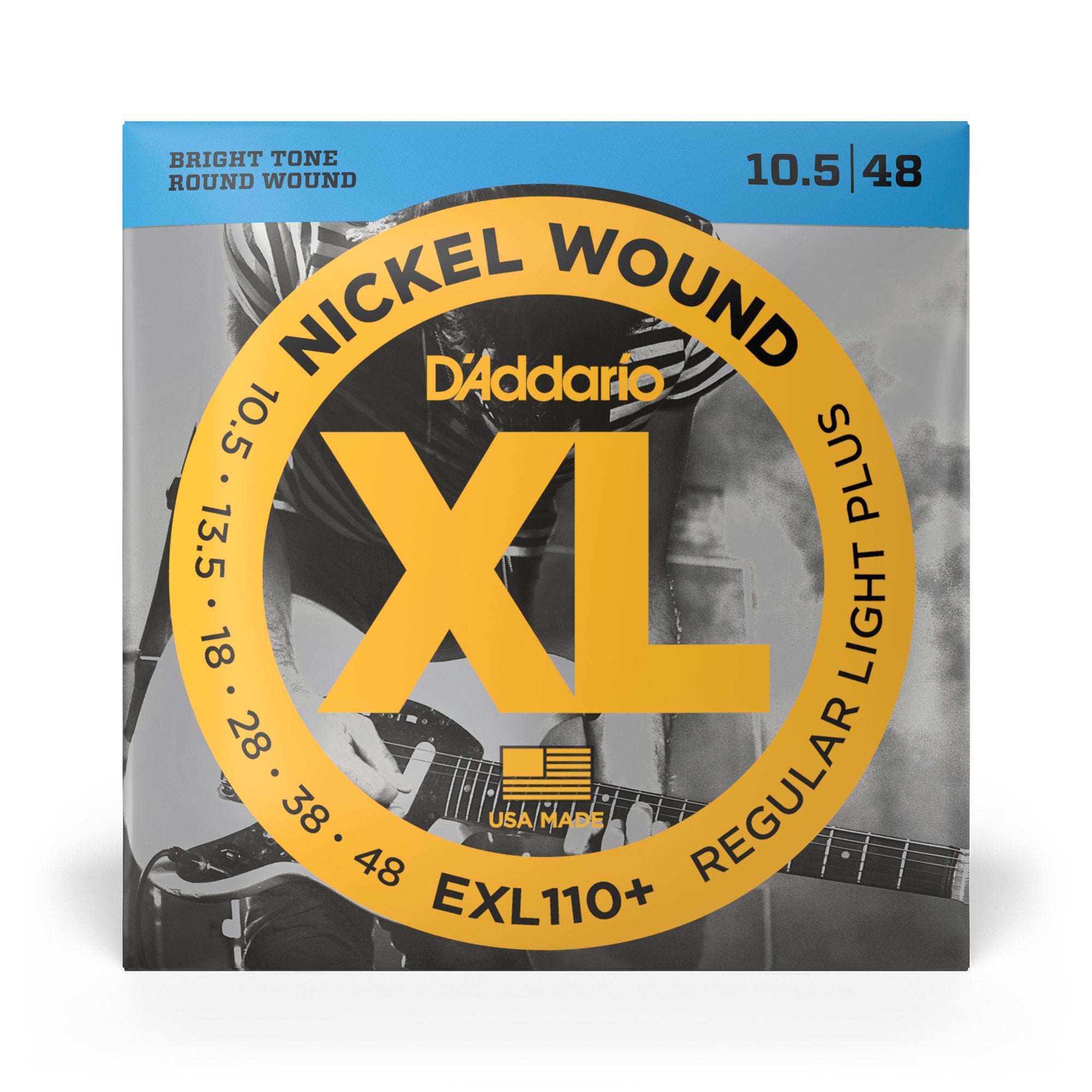 D'Addario EXL110+ Nickel Wound Regular Light Plus Electric Guitar Strings (10.5-48)