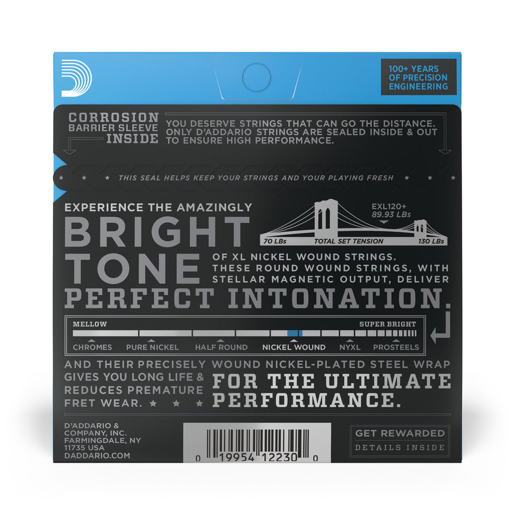 D'Addario EXL120+ Nickel Wound Electric Guitar Strings 9.5-44 Super Light Plus
